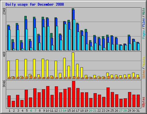 Daily usage for December 2008