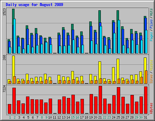 Daily usage for August 2009