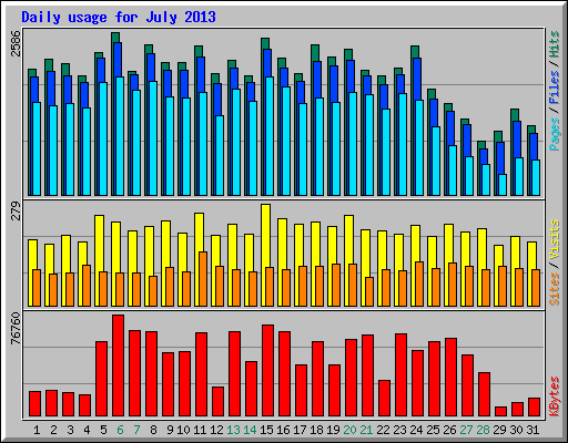 Daily usage for July 2013