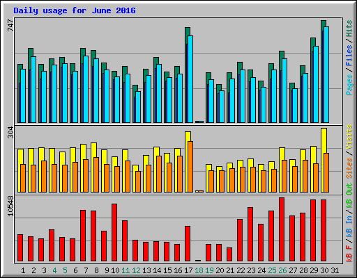 Daily usage for June 2016