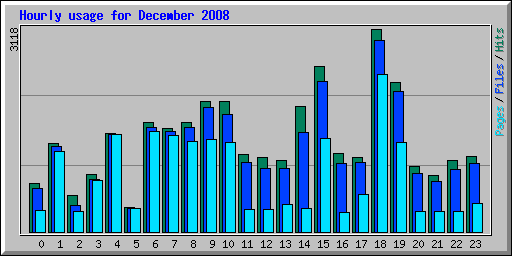 Hourly usage for December 2008