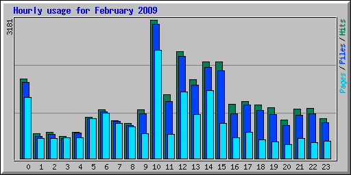 Hourly usage for February 2009