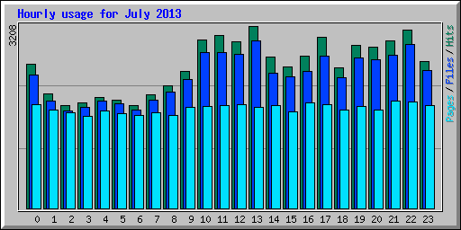 Hourly usage for July 2013